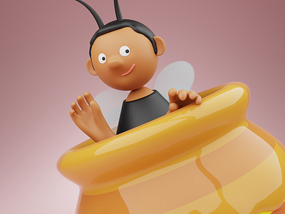 Character 3D Design 3d bee blender cartoon character