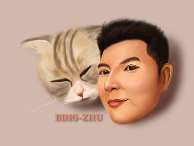 Portrait illustration boy cat design illustration ipad painting portrait procreate