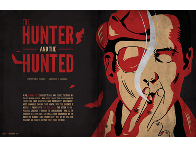 The Hunter & The Hunted editorial editorial illustration hunter s. thompson illustration line rum diaries textures typography