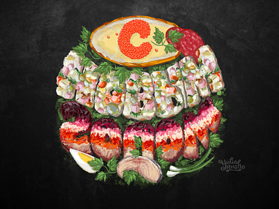 New year hand drawn food lettering illustration. 3dlettering foodlettering lettering salad