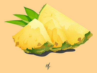 Pineapple slices with leaves.