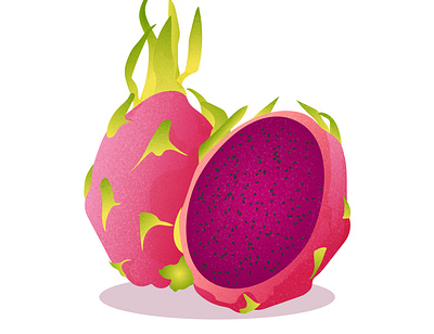 dragon fruit on a white background in bright colors, made in vec clipping path close up color delicious distinctive dragon fruit dragon fruit dragonfruit drops eating green half macro nobody pitahaya purple seeds succulent unique vibrant