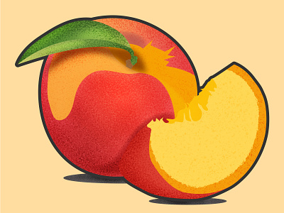 Peach isolate. Peach slice. Peach with leaf