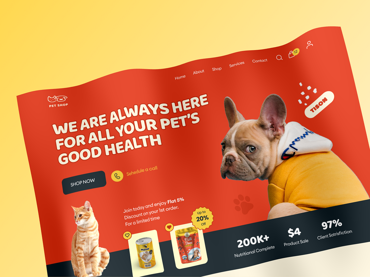 site Design Pet Shop Landing Page by Nur Mohammod for Twinkle on