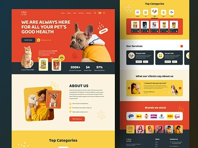 Website Design: Pet Shop Landing Page animal cat dog ecommerce landing page minimal clean new trend pet pet care pet food pet food website pet health pet lovers pet shop pet store pet ui pet website pets ui uiux web