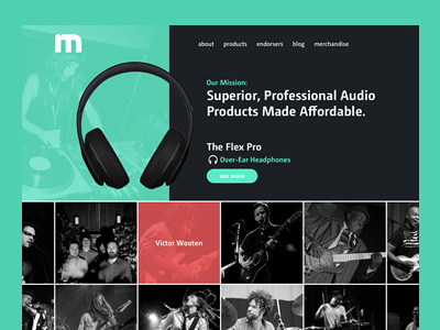 Headphones website clean flat headphones headphones website minimal product web website