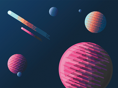Hello Dribble! colors dribbble hello illustration illustrator logo planets shapes space texture