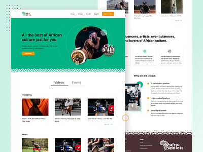 Entertainment Platform Landing Page africa cultural culture entertainment homepage design landingpage media music ui ui ux ui design ux