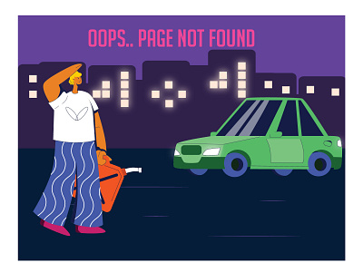 404 Error 2d app design car character characterdesign error 404 error page illustration illustrator ui vector