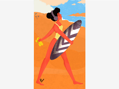 Surfing 2d animation app beach character characterdesign child design draw girl graphic design hand illustration motion graphics paint sun surfing ui