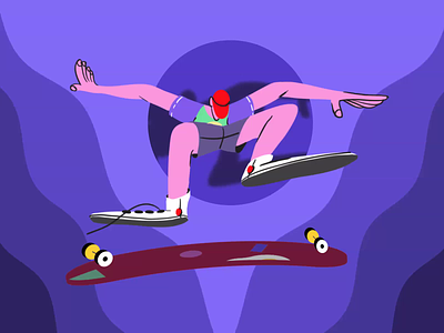 Skater's trick after effects animation 2d character animation fbf fireart fireartstudio motion design skater trick