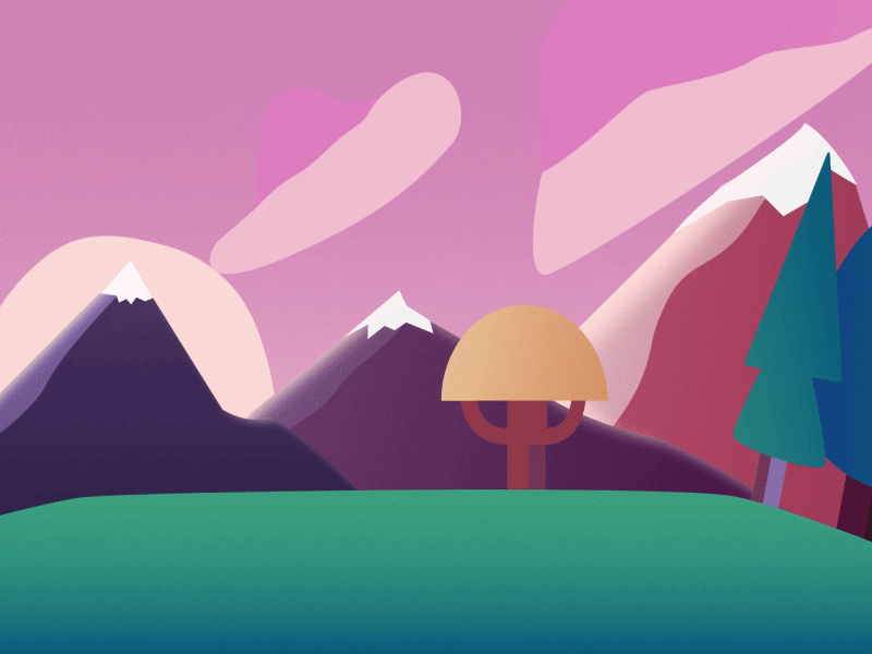HELLO DRIBBBLE! animation 2d debut fake 3d first shot forest hello dribbble living coral motion design pantone