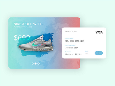 Daily UI #002 - Credit Card Checkout branding daily 100 challenge dailyui dailyui002 design illustration nike off white sneakers ux design visa