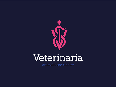 Veterinaria logo animal branding care center flat icon illustrator logo minimal type typography v vector vet veterinarian veterinary