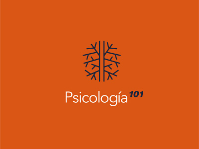 Psicologia 101 blue line art logo minimalist modern logo orange psicologia psychology