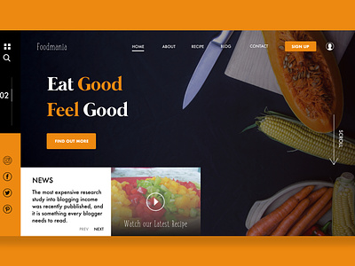 Foodmania mockup adobe xd grafic design hero design landing design mockup design ui ux design user experience design web design