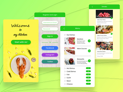 My Kitchen App adobe xd app mockup app ui food app grafic design mockup design ui ux design user experience design