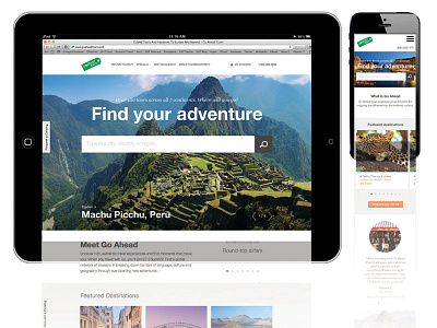 Gat Responsive Homepage bit search ipad optimized mobile optimized responsive search centric tours travel ui user experience user interface ux website