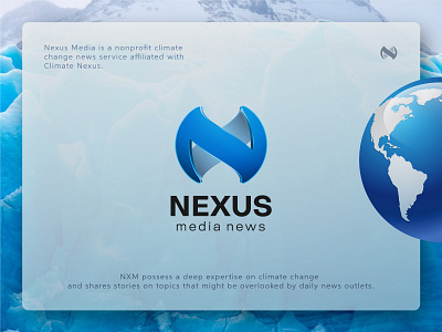 Logo Design Nexus Media News blue climatechange climatenexus earth globalwarming ice iceland logo logo design logodesign monogram news nexus nx