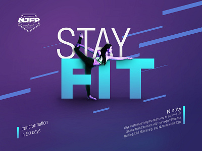 NJFP - Stay Fit - advertisement Dessign advertisement banner design fitness gum health purple sport training typography vector workout