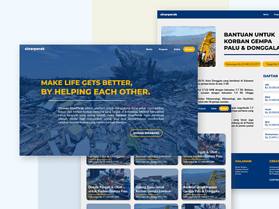 SinarPerak — CrowdFunding Website blue crowdfunding disaster donation landing page ui design website design