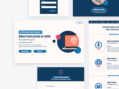 Open Recruitment Staff BEM Fasilkom UI 2019 — Website Design asymmetry landing page organization poppins recruitment ui design uiux web design website