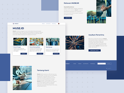 MUSE.ID — Landing Page of Donation & Food Bank Platform blue charity clean donation ecommerce food bank goods home page landing landing page marketplace simple ui ux web design website