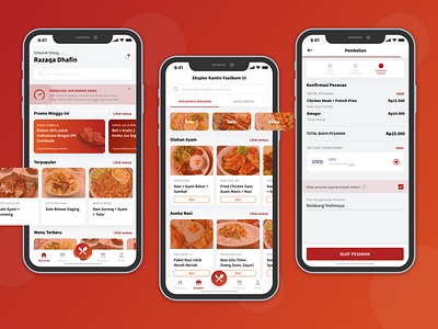 E-Canteen Mobile App — Exploration Design cafe canteen food food app iphone mobile mobile app mobile ui order ordering payment red ui ui design