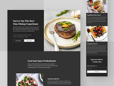 Restaurant Landing Page — Exploration Design black cafe clean dark dark mode dark theme food landing page landing page design minimalist mobile responsive restaurant simple ui ux web design website