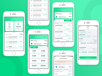 GrabPulsa Revamp — UX Case Study card case study filter grab gradient green history internet mobile mobile app mobile app design payment phone pulsa purchase revamp summary transaction ui ux