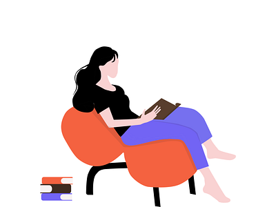 Quick illustration - girl reading book flatdesign girl illustration illustrations learning read reading ui