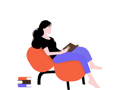 Quick illustration - girl reading book