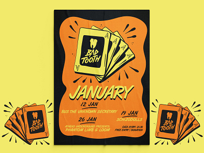 Bad Tooth Poster Collection | pt. 4: January ace aces balanscape event branding event design event poster events gig poster gig posters graphic design illustration illustration design new year newyears newyearseve poster poster collection poster design posters vector