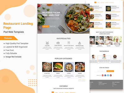 Restaurant Landing Page Design branding design landing page landing page design theme design ui ui design ux uxui website design