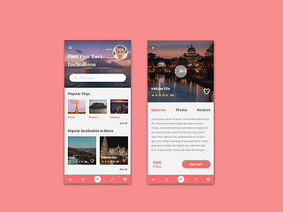 Travel Booking App UI Concept app branding design flat ui ux