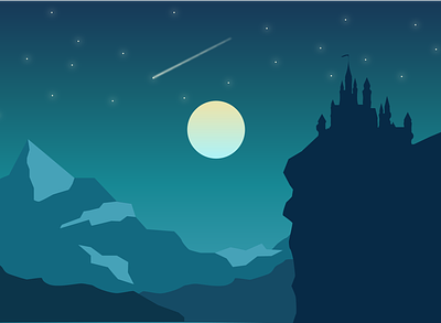 A Fairy Tail castle design fairy tail illustration night sunset vector vector illustration vectorart