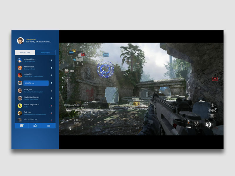 PS4 In-Game Social Widget playstation sony ui design ux design high fidelity interaction design