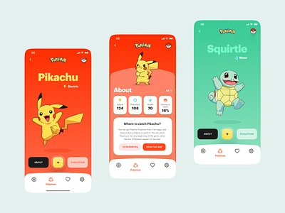 Pokemon app art design flat graphic design minimal typography ui ux web