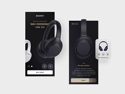 Wireless headphones Sony design minimal typography ui ux web website