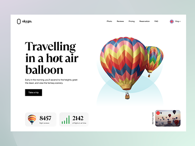 Travelling in a hot air ballon design logo minimal typography ui ux web website