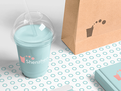 Shenzhen Bubble Tea brand branding clean design flat icon identity logo minimal vector