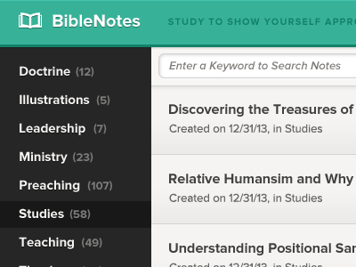 BibleNotes - App User Interface