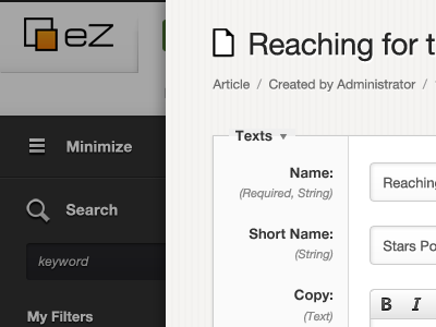 eZ Publish - Object Edit Overlay app design interface open source ui usability ux visual design