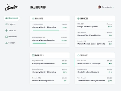 Stoodeo Client Dashboard admin panel clean client management dashboad dashboard ui minimal project management typography ui ux