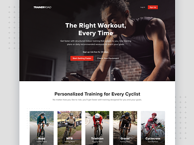 Homepage Additions – Personalized Training Plans brand design branding card style clean cycling design fitness homepage minimal split-testing visual design