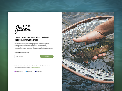 Splash Page – Fly & Stream branding clean coming soon design fishing fly fishing light minimal sign up splash splash page typography