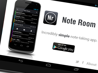 Note Room Homepage android app homepage minimalistic simple single page web website