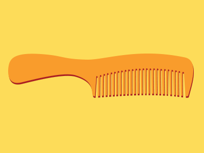 Comb. comb flat hair icon illustration minimal orange simple yellow