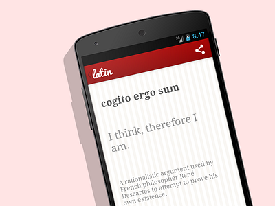 First Android App android app cogito ergo sum google latin latin phrases nexus nexus 5 ui ux