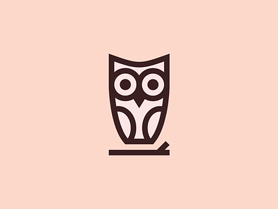 Owl animal bird clean icon illustration line logo mark minimal owl pink simple